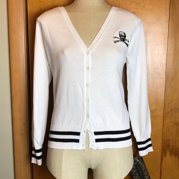 Se7en Deadly Sweaters - Se7en Deadly Skull Cardigan Rock n Roll Soul XL